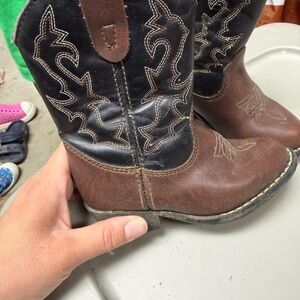 Kids Brown and Black Western Pull-On Boots